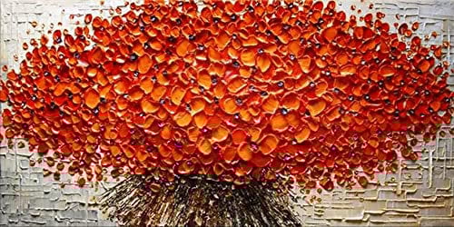 HJJL Kunstdruck Auf Leinwand 100% handgemaltes Ölgemälde auf Leinwand Abstrakter Blüten Baum Dicke Spachtel Gemälde Wandkunst für Moderne Wohnkultur