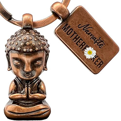 LANOLU Schlüsselanhänger Buddha, Geschenk für Yoga Fans - Namastee meditations deko, Glücksbringer Buddhismus Anhänger für mehr Gelassenheit - Yoga Figur