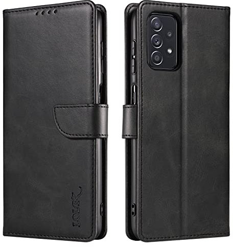 LOLFZ Wallet Case for Samsung Galaxy A33 5G, Vintage Leather Book Case with Card Holder Kickstand Magnetic Closure Flip Case Cover for Samsung Galaxy A33 5G - Black