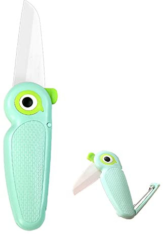 S.ROKE TTAN Tragbares Keramik-Schälmesser - 6cm Scharfe Klinge, Multifunktionale Kleines Klappmesser, Cutter Schäler 2-in-1, Mini Süßes Tragbares Obstmesser für Reisen, Camping (Grün)