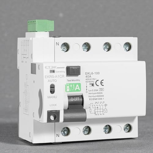 Diferencial auto rearmable, Clase A con reconexión automática 40A 30mA 6Ka Disyuntor Rearmable carril Din Transferencia (Trifasico)