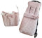 Conjunto de carro universal con saco de invierno y bolsa panera en vichy rosa. Hecho en España