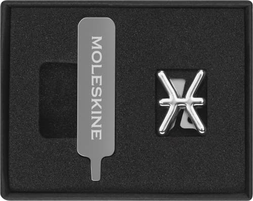 Moleskine Pin per Taccuino o Agenda Pesci, Spilla Simbolo Zodiacale, Personalizza la Chiusura con Elastico, Idee Regalo Personalizzato, Colore Argento