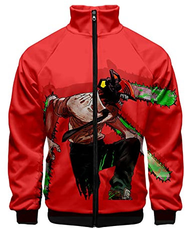 xhomeshop Harajuku Anime Chainsaw Man Zip Jacket Denji Long Sleeve Cardigan Scarlet Makima Sweatshirt