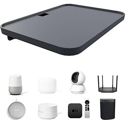 sciuU Universale Wall Mount, ABS Wall Shelf Holder for Routers, Google Home mini, Google Wifi, Security Camera, Sonos, Speakers, Smart Home, Nest WiFi System, Mi Box, Apple TV, Black