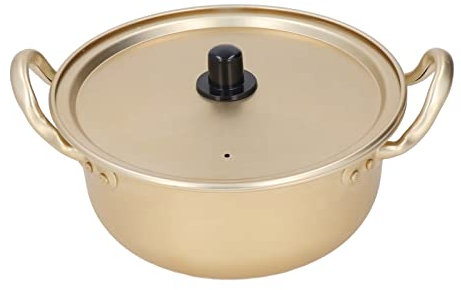 Natudeco Korean Ramen Pot Korean Ramen Noodle Pan Aluminum Portable Ramen Pot with Lid Ramyun Cooker Fast Heating for Home Camping Hiking