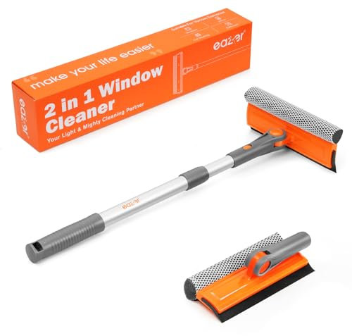 eazer Kit de raclette de nettoyage de fenêtre, raclette rotative 2 en 1 pour nettoyage de fenêtres, outil de nettoyage de fenêtres, kit d'équipement de lavage de fenêtres avec tige d'extension (50,8 à