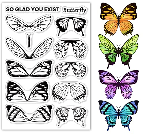 ORIGACH Schmetterling Klare Stempel Tier Transparenter Silikon Stempel für Urlaub Geburtstag Festival Kartenherstellung DIY Scrapbooking Journaling Album Dekoration