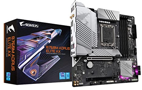 GIGABYTE B760M AORUS Elite AX (LGA 1700/ Intel/ B760/ M-ATX/ DDR5/ Dual M.2/ PCIe 4.0/ USB 3.2 Gen2X2 Type-C/Intel Wi-Fi 6E/ 2.5GbE LAN/Q-Flash Plus/PCIe EZ-Latch/Gaming Motherboard)