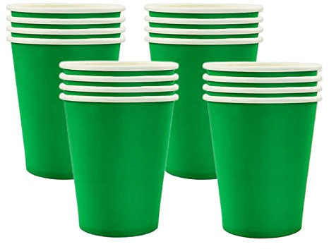 16 Pièces Gobelets Jetables en Papier, 250ml Gobelet Vert Tasse Cafe Carton Jetable Verre en Carton,Verre Cafe Carton Jetables Goblets pour Anniversaire Mariage Café DIY Boissons Chaude Froide