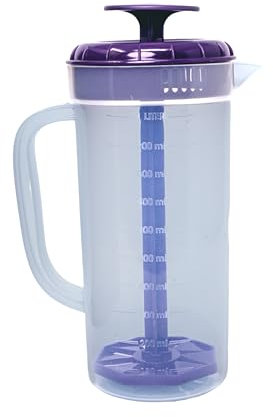 JBK 1qt. Plastic Pitcher with Lid, Baby Formula Mixing Pitcher with Plunger, Breastmilk Pitcher, BPA-Free Formula Mixer, Purple