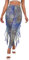 ranrann Damen Meerjungfrau Leggings Sexy Skinny Tights Lange Hose Pants Leggins Fisch Schuppen Druck mit Flosse Fasching Karneval Kostüm Gold&Blau L