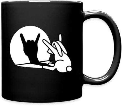 Spreadshirt Lapin Ombre Rock Musique Hard Rock Fan Metal Drôle Humour Tasse Mug, taille unique, noir