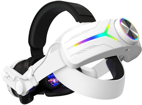 QWOS RGB Comfort Battery Head Strap 8000mAh Compatible with Meta Quest 3 Accessories, Battery Pack Elite Strap Replacement for Enhanced Support and Extend Playtime in VR