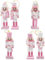 6Pcs Wooden Pink Nutcracker Soldier Ornaments, 13cm Mini Figures for Traditional Christmas Tree Decoration