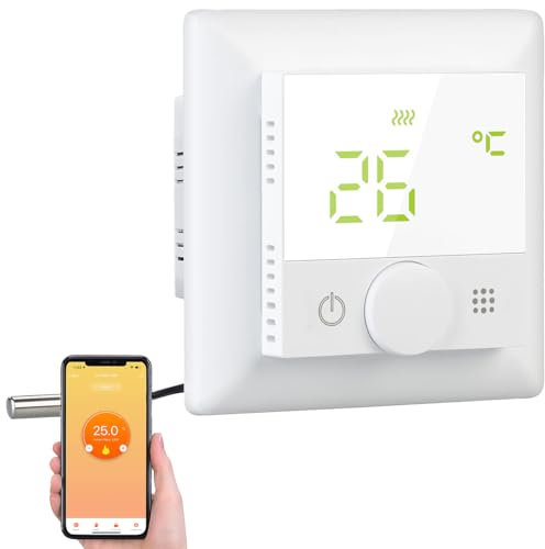 Thermostat connecté pour chauffage au sol avec capteur externe, blanc [revolt]