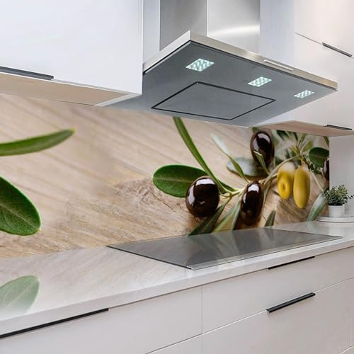 Rodnik Küchenrückwand robuste ABS-Kunststoff Platte Monolith in Deluxe Qualität, Direktdruck. MOTIVAUSWAHL (Olivenzweige)