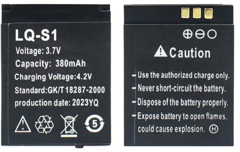LQ S1 Smart Watch Battery, 380mAh 3.7v Compatible for Smart Watch DZ09 W8 Q18(2PCS)