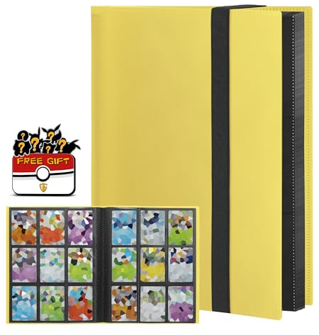TCGUARD Sammelkarten Album für Sammelalbum Karten mit 360 Karten Kapazität, Elastischer Gurt mit DIY Aufkleber für Jugendlichen als Geschenk für Geburtstage und Weihnachten etc. Gelb