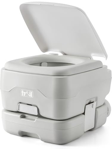 trail outdoor leisure Inodoro Portátil para Camping, WC Portátil Compacto con Válvula de Doble Cierre Antiolores y Gran Tanque Desmontable de 10 L o 20 L, Potty para Camper, Pesca, Festivales