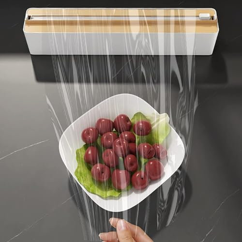 LEVINE plastic wrap cutter,Wrap Dispenser， Cling Film Cutter Dispenser, Magnetic Cling Film Dispenser, Reusable Food Cling Wrap Film Cutter, For Packing Fresh Food In A Countertop Refrigerator