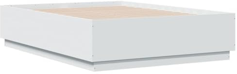 vidaXL Bettgestell, Bettrahmen mit Lattenrost, Bett Modernes Design für Schlafzimmer, Schlafzimmerbett Doppelbett, Weiß 120x190cm Holzwerkstoff