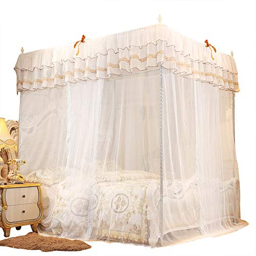 Uadme Betthimmel Luxus Prinzessin Vier Eckpfosten Bettvorhang Baldachin Moskitonetz Bettwäsche (L)