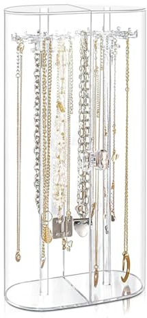 Porta Collane Da Tavolo, Appendi Collane Con 24 Ganci Rotanti, Espositore Gioielli, Per Porta Braccialetti, Pendenti, Orecchini, Gioielli