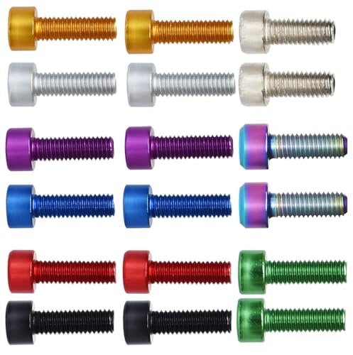 Albedel 2 sets for each 9 Colors Bike Bottle Cage Screw M5x12/14/15mm Water Bottle Cage Hex Bolts Holder Socket Rack Kettle Aluminum Alloy Titanium alloy Road Bike Mountain Bicycle (Total 18 pcs)
