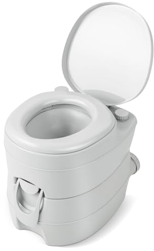 GYMAX Toilette tragbar, Campingtoilette mit 20L Abwassertank, Reisetoilette mit auslaufsicherem Design & Tragegriff, Mobile Toilette bis zu 150 kg belastbar, Campingklo für Wandern, Jagen & Angeln