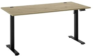 BEN 3 Schreibtisch elektrisch höhenverstellbar Eiche Artisan Bürotisch | 160 x 74-117 x 77 cm (B/H/T), 3 Memory Tasten, digitale Anzeige, schwarzes Gestell, Kabeldurchführung, Büro, Homeoffice