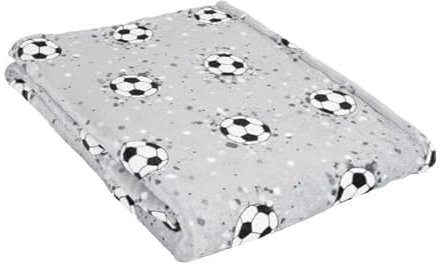 Bedlam Fußball-Fleecedecke (120 x 150 cm), wendbarer Druck, superweicher und gemütlicher Fleece-Überwurf mit Fußball, Fußballdecke in Grau, Fußball-Schlafzimmer-Zubehör, Fußball-Überwurfdecke