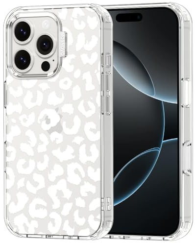 MOSNOVO Case for iPhone 16 Pro, [Buffertech 6.6ft Military-Grade Drop Protection] [Anti Peel Off Tech] Clear TPU Bumper Phone Case Cover Design - White Leopard Print