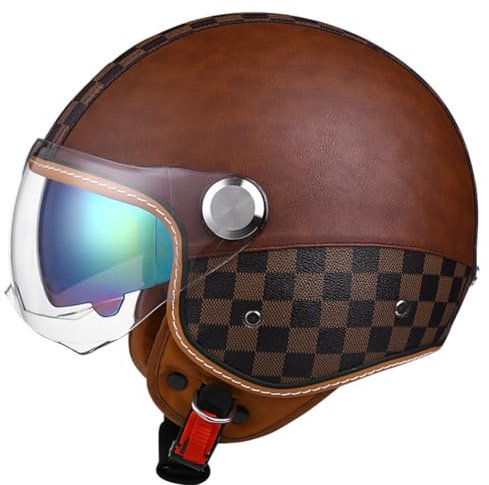 Casco Moto Jet Scooter Con Occhiali a Doppia Visiera, Fodera Rimovibile, Protezione per Le Orecchie - Certificazione ECE per Motociclista Adult Uomo Donna
