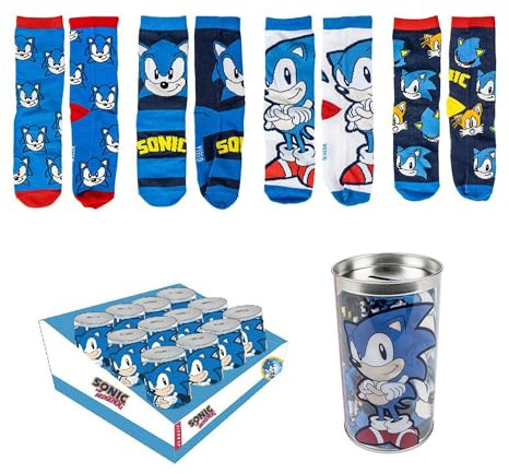 CERDÁ LIFE'S LITTLE MOMENTS Unisex Kinder Pack Calcetines 4 Piezas Sonic Socken (1er Pack)