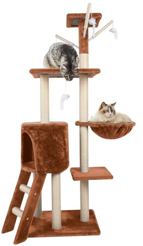 JAMESVAN Cat Tree, 54.3 inch Tall Cat Tree Tower with Cat Condo and Hammock, Multi-Level Cat Activity Center for Indoor Cats