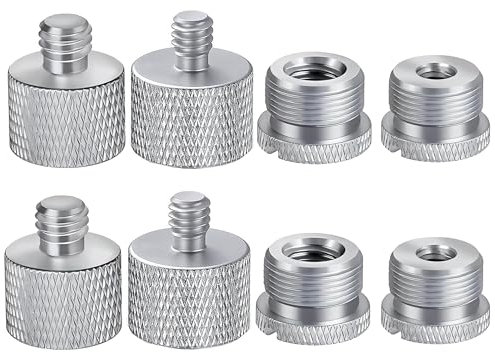 IXTECH Mic Stand Adapter Set 8 pieces Metal Microphone Stand Screw Thread Adapter 5/8 Female to 3/8 Male 3/8 Female to 5/8 Male 5/8 Female to 1/4 Male 1/4 Female to 5/8 Male Tripod Adapter ADP03 Slvr