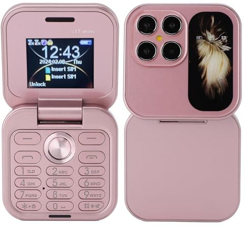 Annadue 2G Flip Handy für Senioren, Dual Nano SIM Flip Handy mit FM Radio, Media Player, LED Taschenlampe, HD Rückkamera, Flip Handy mit Trageband für Senioren (PINK)