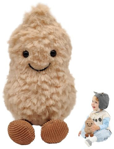 Korsaot 15cm Süßes Plüschtier Erdnuss - Lustiges Kuscheltier mit Lächelndem Gesicht, Weiches Stofftier für Kinder, Deko & Geschenkidee für Geburtstag & Party