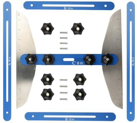 Treppenmessgerät, Treppenstufenschablone, multifunktional, 27,9 - 152,4 cm, verstellbares Faltlineal, hochpräzises Layout-Gadget für Erhöhungen, Regale