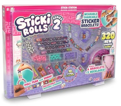 Sky Castle STICKI ROLLS SR301 - Sticki Station Serie 2 mit 320 Stickern & 144 Perlen und Accessoires für DIY Armbänder & Ketten