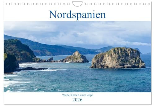 Nordspanien - Wilde Küsten und Berge (Wandkalender 2026 DIN A4 quer), CALVENDO Monatskalender: Rauhe Schönheit vom Baskenland bis Galizien. Grüne Küsten und hohe Berge am Atlantik. (CALVENDO Orte)