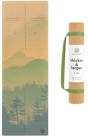 Satori Concept Cork Yoga Mat with Natural Rubber Base, Extra Size, Thickness and Support, Excellent Cushion & Grip, Non-Slip, Non-Toxic, Sweat-Resistant, Sustainable, Eco-friendly Exercise Mat