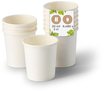 BIOZOYG Schnapsbecher aus Papier 6480 Stück 20 ml weiß - Pappbecher Beschichtet Party Zubehör Einwegbecher Messen, Events, Verkostung - Alternative für Plastikbecher Schnapsgläser 2 cl Shot Becher