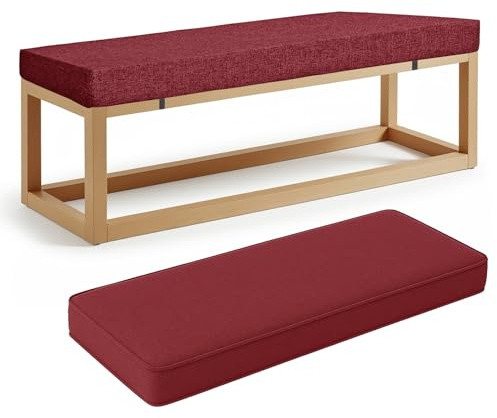 ZSWXF 5cm Dicke Sitzkissen Outdoor Leinenstoff Bankauflage Bankkissen Sitzauflage Stuhlkissen Bank Sitzbank Auflage Polster fur Banke Kissen Kissenauflage for Gardenbank,Rot,140 x 35 x 5 cm