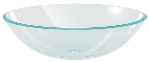 Lavabo à Poser, Lave-Mains Évier de Salle de Bain Verre trempé 42 cm Transparent