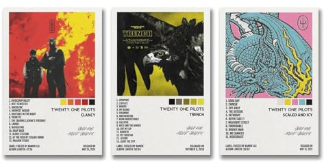 A Set Of 3 Twenty Poster One Pilots Clancy Music Album Cover Poster Für Zimmer, Ästhetische Leinwand-Wandkunst, Schlafzimmer-Dekor Poster 08x12inch(20x30cm)-3pcs