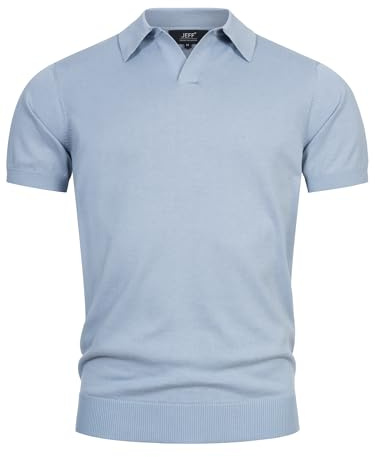 JEFF Herren JFEliseo Strickpolo Poloshirt aus 100% Baumwolle mit Kragen | Edles Herrenpoloshirt für Business und Freizeit mit weichem Tragegefühl, Strickshirt, Kurzarmshirt, Freizeitshirt für Männer