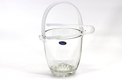 Omroc Premium Quality Gala Glass Ice Bucket with Handle & Tongs (H:13cm / W:12cm)