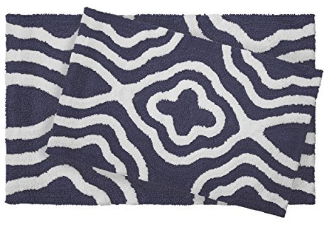 Jean Pierre Cotton Plush Giri 20 x 32 2pc Bath Mat Set, Blue Badematte, Denim-blau